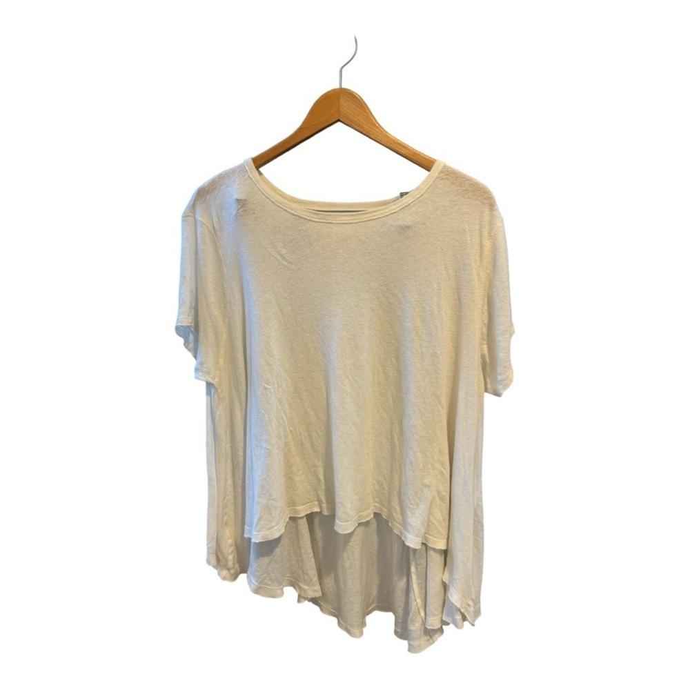 WE THE FREE Women’s White Short Sleeve Slub T-Shirt Size XS hi-lo tshirt flowy - Picture 2 of 5